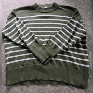 GAP Striped Mock Turtleneck 100% Cotton Sweater Banded Bottom